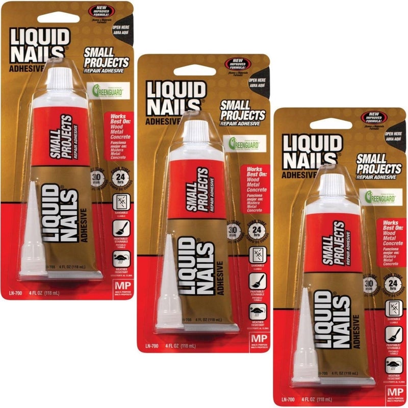 Liquid Nails LN-700 4-Ounce Small Projects and Repairs Adhesive (3) - Image 1